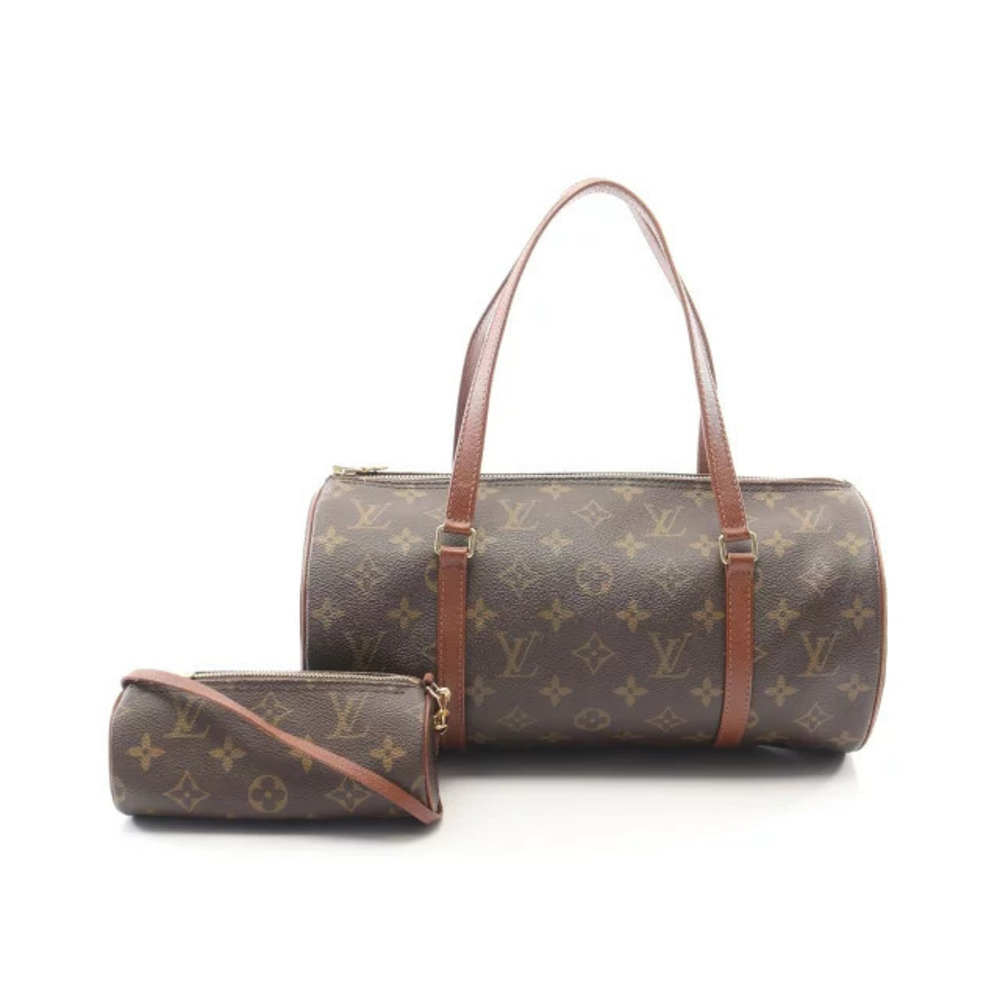 Louis Vuitton Papillon Monogram Top Handle Bag Canvas Leather Brown